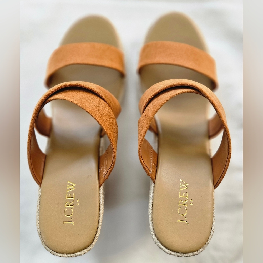 New J. Crew Tan Wedge Sandals
